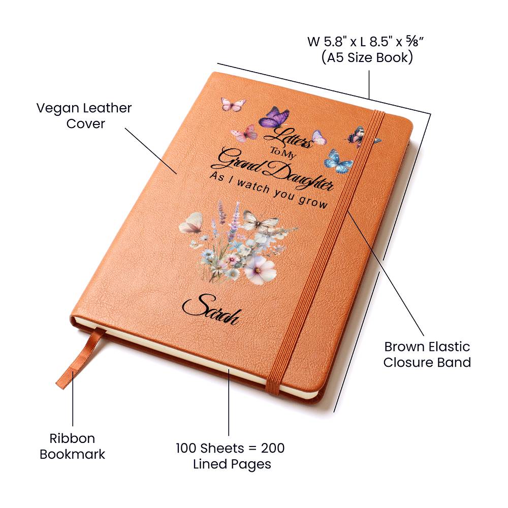 To My Granddaughter Personalized Leather Journal, Granddaughter gifts from Grandma, Unique Christmas gift for granddaughter| Gift from Nana
