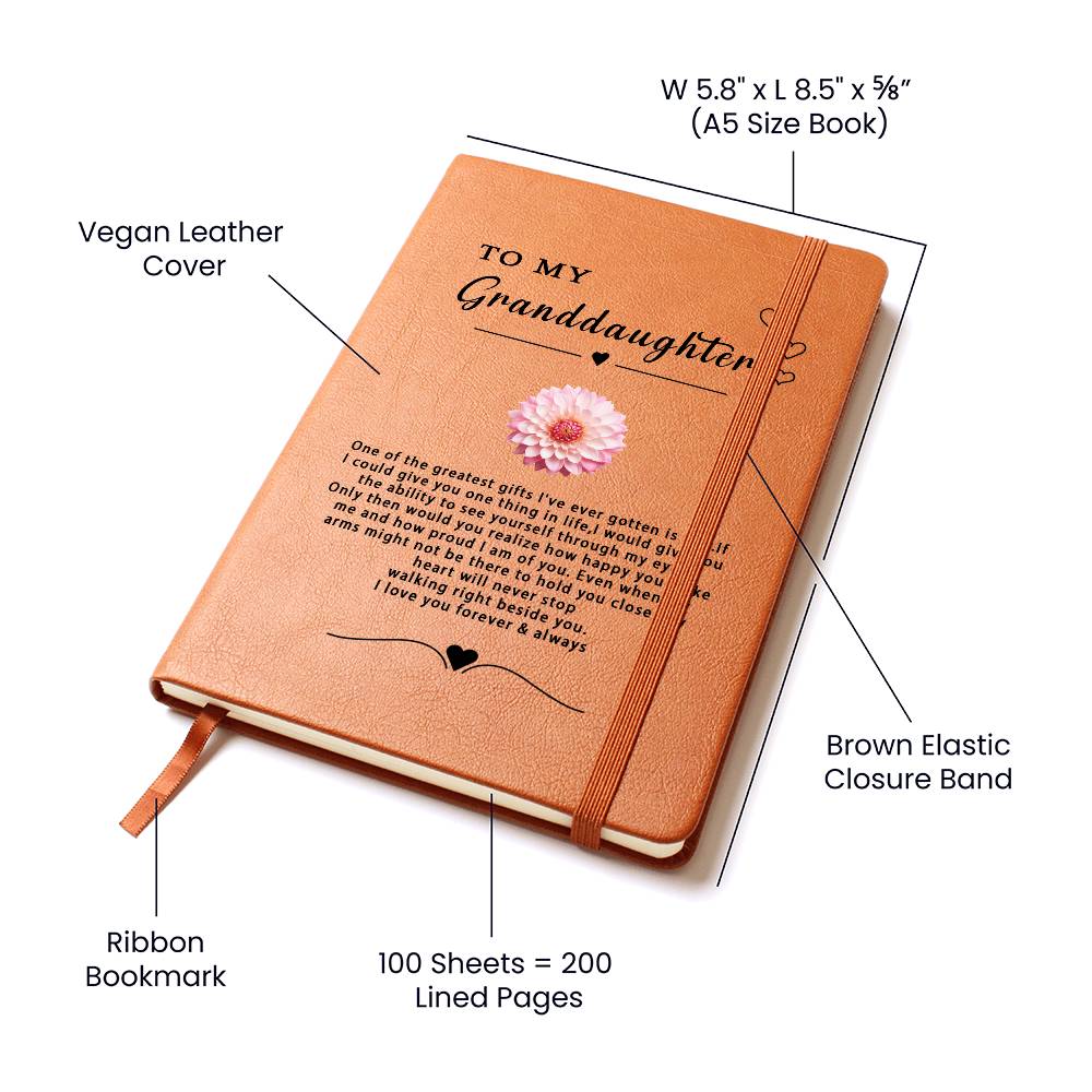 Personalized Granddaughter Vegan Leather Journal, Graduation Gift for Granddaughter,Gifts from Grandma Keepsake Journal, From Godmother