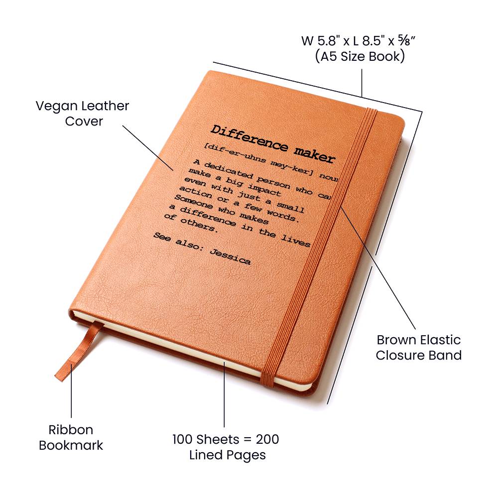 Custom Difference Maker Journal Vegan Leather Journal