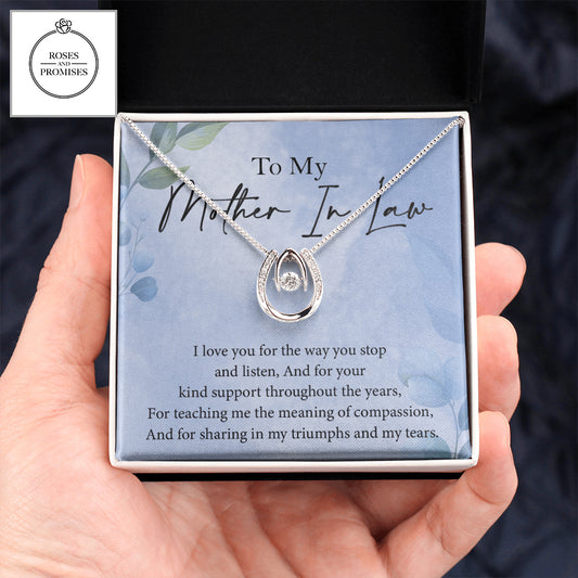 To My Mother in Law Lucky in Love Pendant Necklace, Gift to Mother in Law, Birthday Gift to Mother in Law, Gift Idea