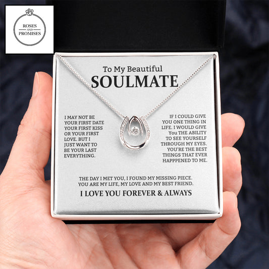 To My Beautiful Soulmate Lucky in Love Necklace, Gifts for Wife, Gifts for Girlfriend, Anniversary Gift, Birthday Gifts