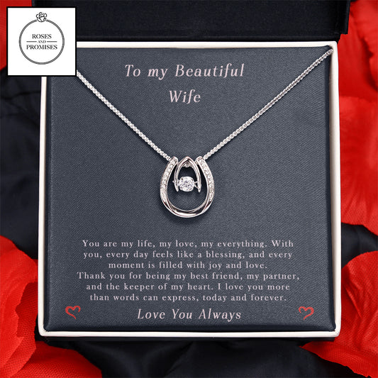 To My Beautiful Wife Lucky in Love Necklace, Gift for Wife, Valentine's Day Gift, Birthday Gift for Wife, Christmas Gift for Wife, Gift For Her