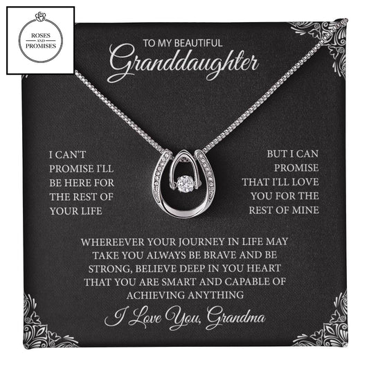 To My Beautiful Granddaughter Lucky in Love Necklace | Pendant and Chain for Granddaughter Gift | Gift from Grandmother to Granddaughter