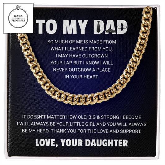 To My Dad Cuban Link Chain | Gift to Dad from Daughter | Gift from Daughter to Dad | Classic Necklace | Gift for Dad