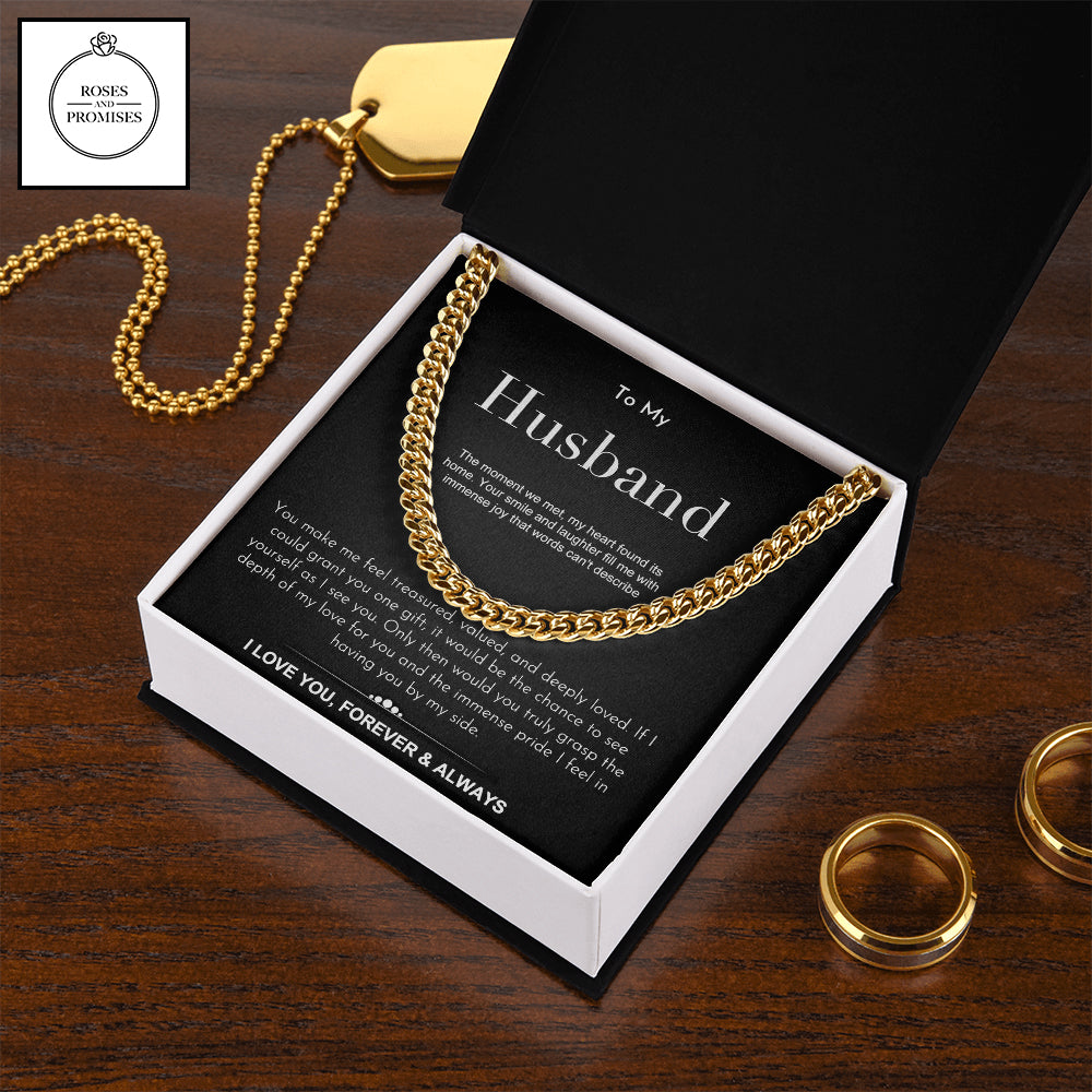 To My Husband Cuban Link Chain Necklace