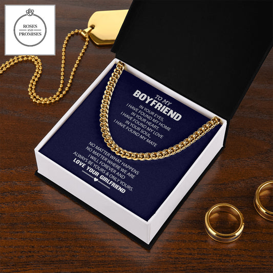 To My Boyfriend Cuban Link Chain, Gifts for Boyfriend, Birthday Gift from Giflfriend, To my Lover, Valentines Day Gift for Boyfriend