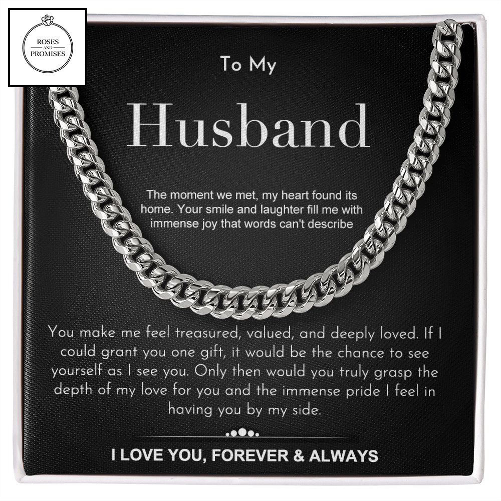 To My Husband Cuban Link Chain Necklace