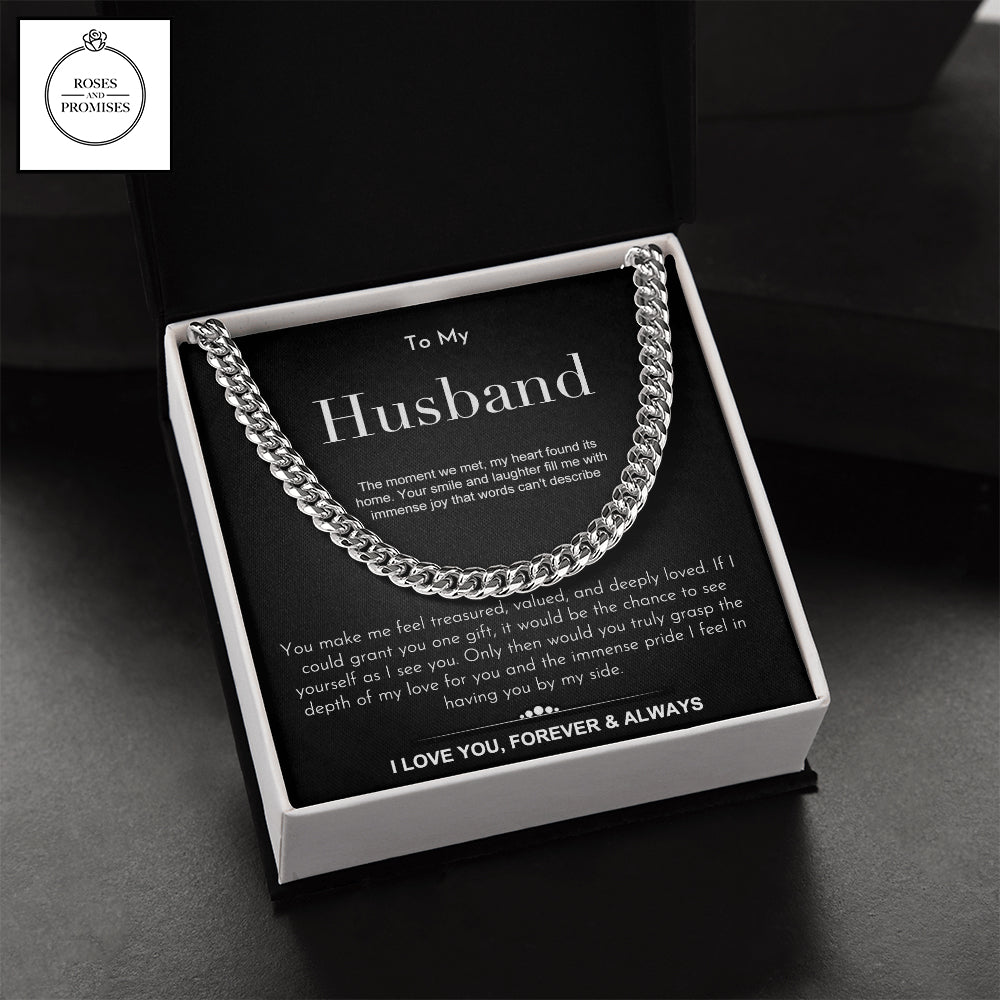 To My Husband Cuban Link Chain Necklace