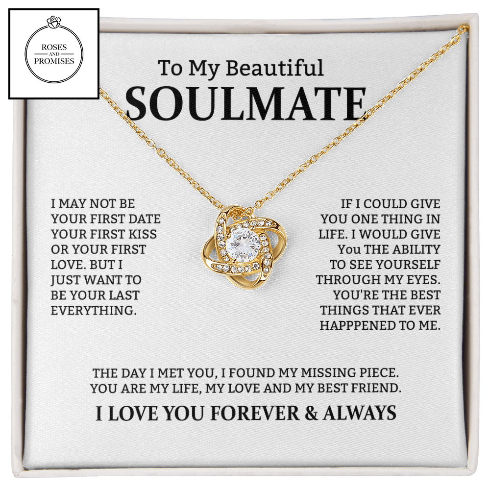 To My Beautiful Soulmate Love Knot  Necklace, Gifts for Wife, Gifts for Girlfriend, Anniversary Gift, Birthday Gifts