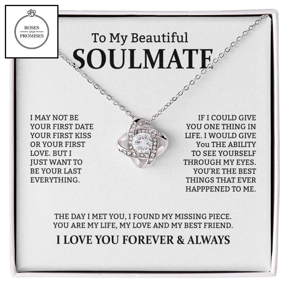 To My Beautiful Soulmate Love Knot  Necklace, Gifts for Wife, Gifts for Girlfriend, Anniversary Gift, Birthday Gifts