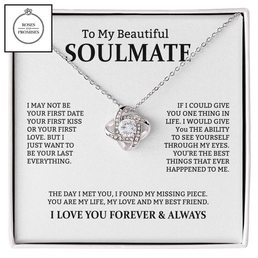 To My Beautiful Soulmate Love Knot  Necklace, Gifts for Wife, Gifts for Girlfriend, Anniversary Gift, Birthday Gifts