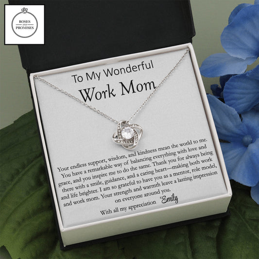To My Work Mom Love Knot Necklace