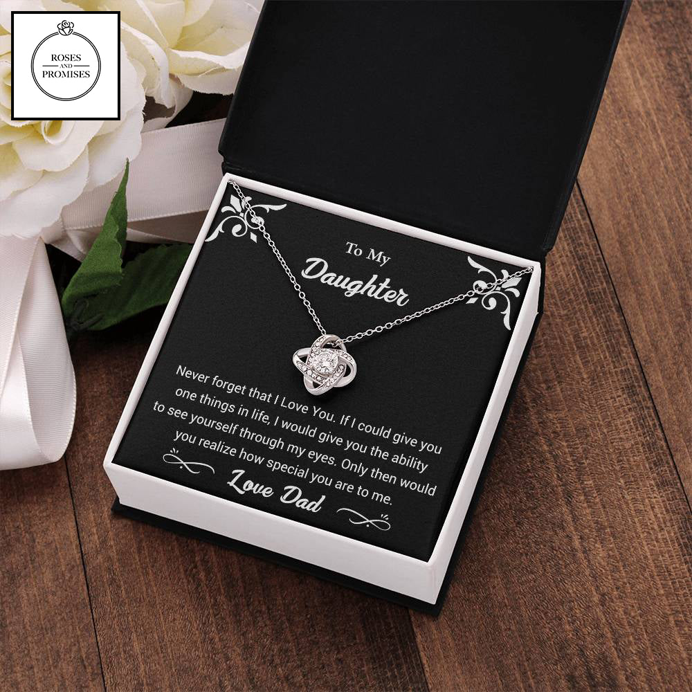 To my Daughter Love Knot Pendant Necklace