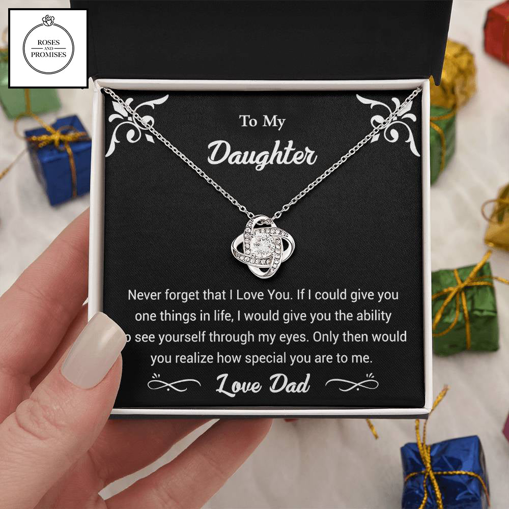 To my Daughter Love Knot Pendant Necklace
