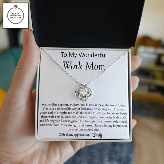 To My Work Mom Love Knot Necklace
