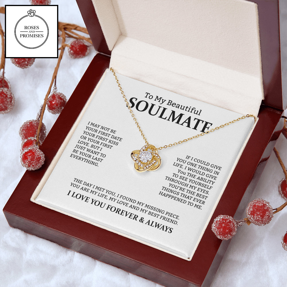 To My Beautiful Soulmate Love Knot  Necklace, Gifts for Wife, Gifts for Girlfriend, Anniversary Gift, Birthday Gifts
