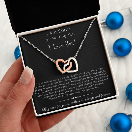 I am  Sorry Interlocking Hearts Necklace, Apology Gift Necklace For Her, Gift for Girlfriend, Gift for Wife, Gift for Soulmate