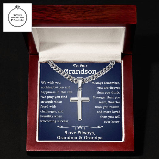 Cuban Chain with Artisan Cross Necklace