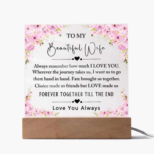 To My Beautiful Wife Acrylic Plaque, Gifts for Wife, Anniversary Gift, Valentine's Day Gift, To The Love of My Life, Birthday Gift