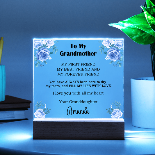 To My Grandmother Acrylic Plaque Gift, Gift for Grandma, Gift for Nana, Birthday Gift For Nana, Gift from Granddaughter, Gift Idea, Night Light