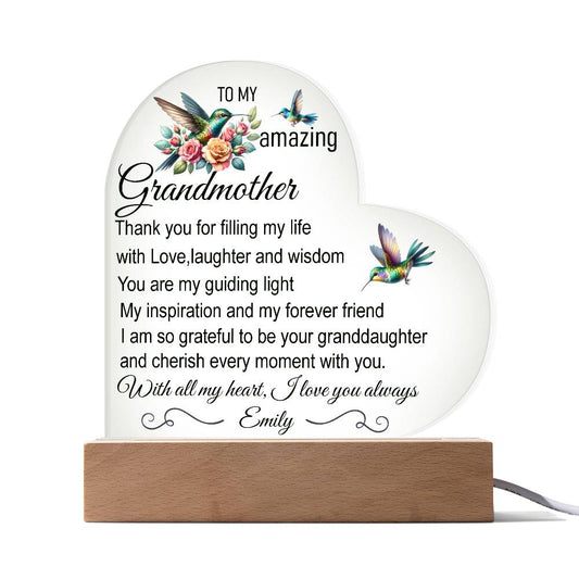 Grandmother Personalized Heart Plaque | Gift For Grandma | Birthday Gift From Granddaughter | To Grandma | Mother's Day Gift