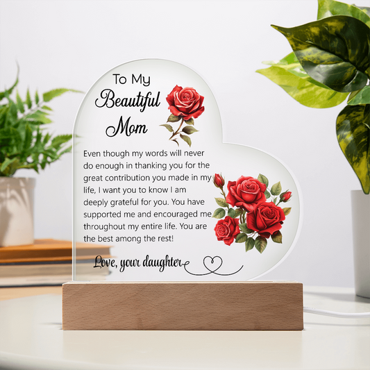 Personalized Mom Heart Acrylic Plaque, Gift for Mom