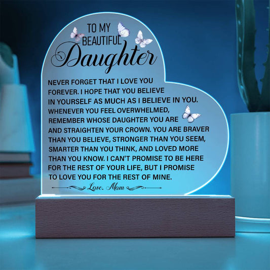 Daughter Keepsake Acrylic Heart Plaque, Heartfelt Gift for Daughter, Christmas Gift Idea for Daughter, Daughter Gift from Mom, Daughter Gift