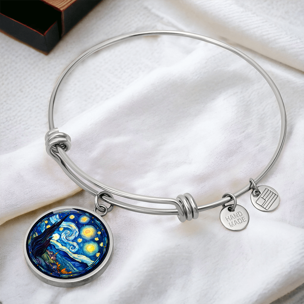 Van Gogh Starry Night Stained Glass Effect Bangle Bracelet