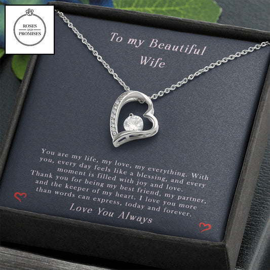 To My Beautiful Wife Forever Love Necklace, Gift for Wife, Valentine's Day Gift, Birthday Gift for Wife, Christmas Gift for Wife, Gift For Her