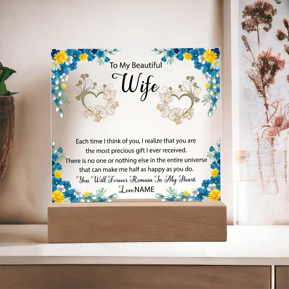 To My Beautiful Wife Acrylic Plaque | Gift for Wife | Gift from Husband to Wife | Birthday Gift | Anniversary Gift | Gift Idea