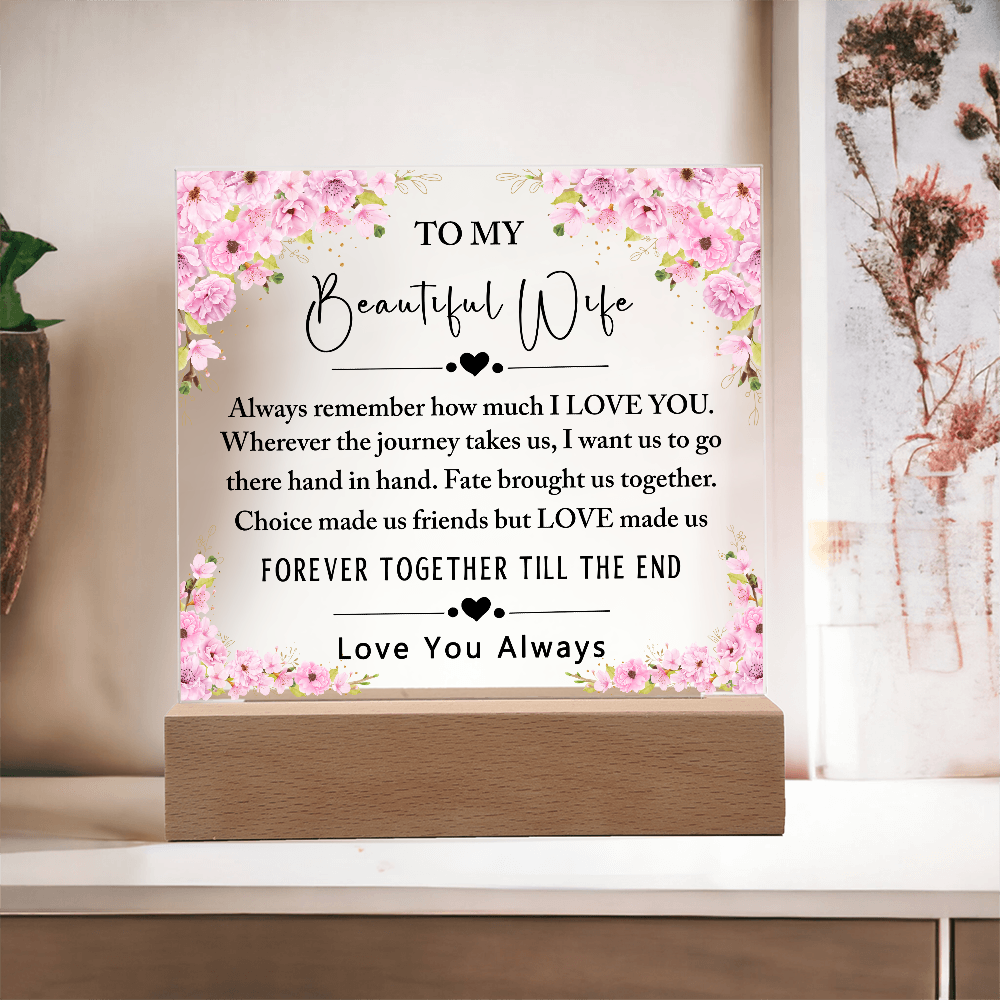 To My Beautiful Wife Acrylic Plaque, Gifts for Wife, Anniversary Gift, Valentine's Day Gift, To The Love of My Life, Birthday Gift