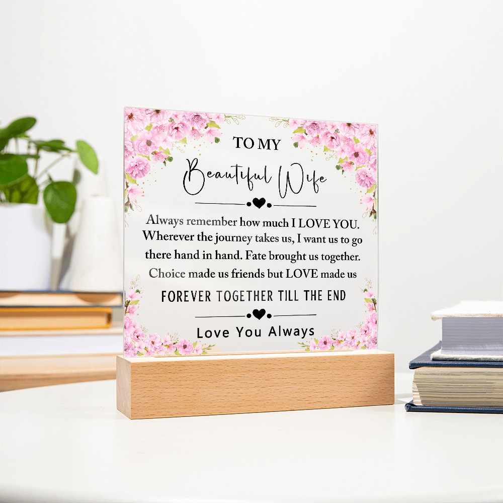 To My Beautiful Wife Acrylic Plaque, Gifts for Wife, Anniversary Gift, Valentine's Day Gift, To The Love of My Life, Birthday Gift