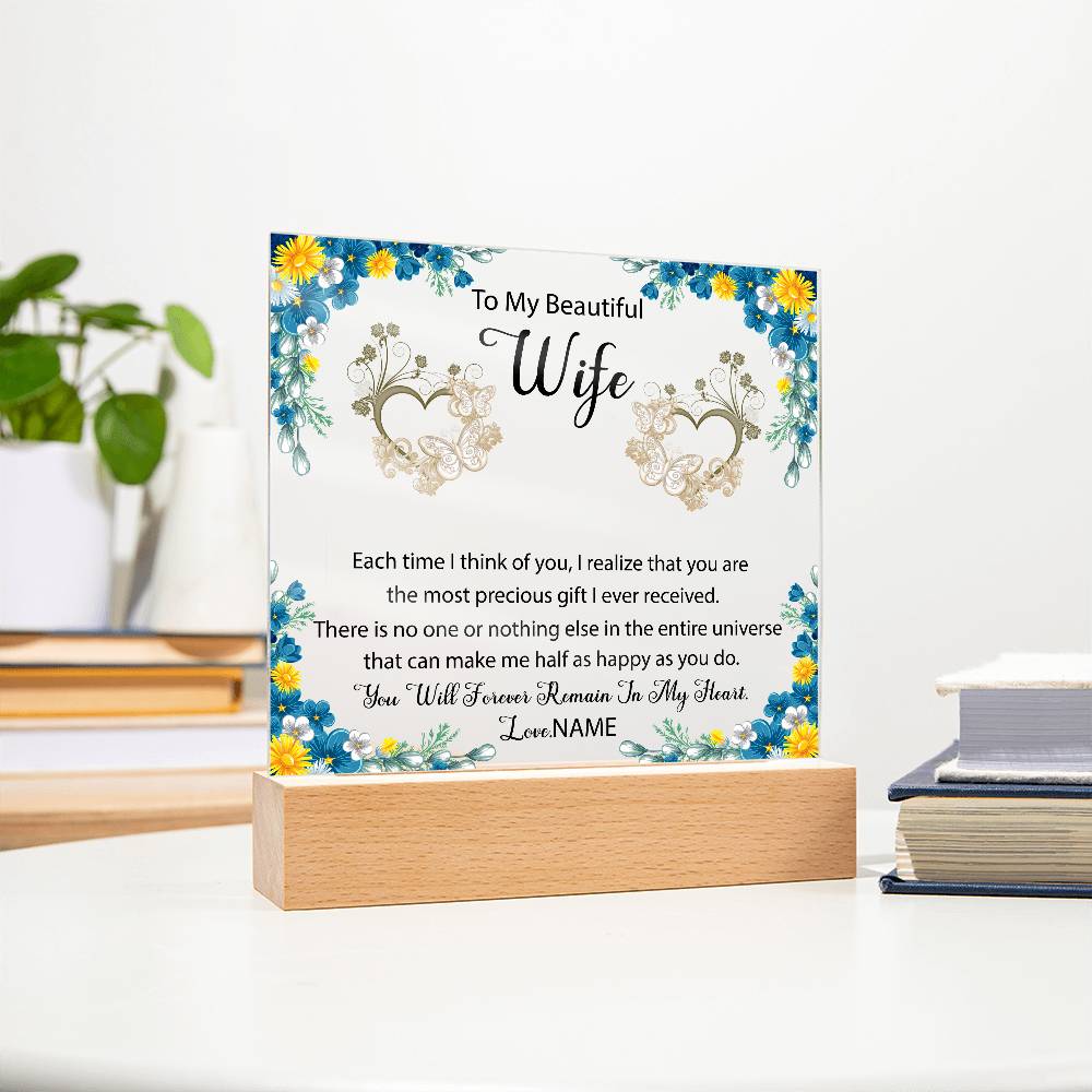 To My Beautiful Wife Acrylic Plaque | Gift for Wife | Gift from Husband to Wife | Birthday Gift | Anniversary Gift | Gift Idea