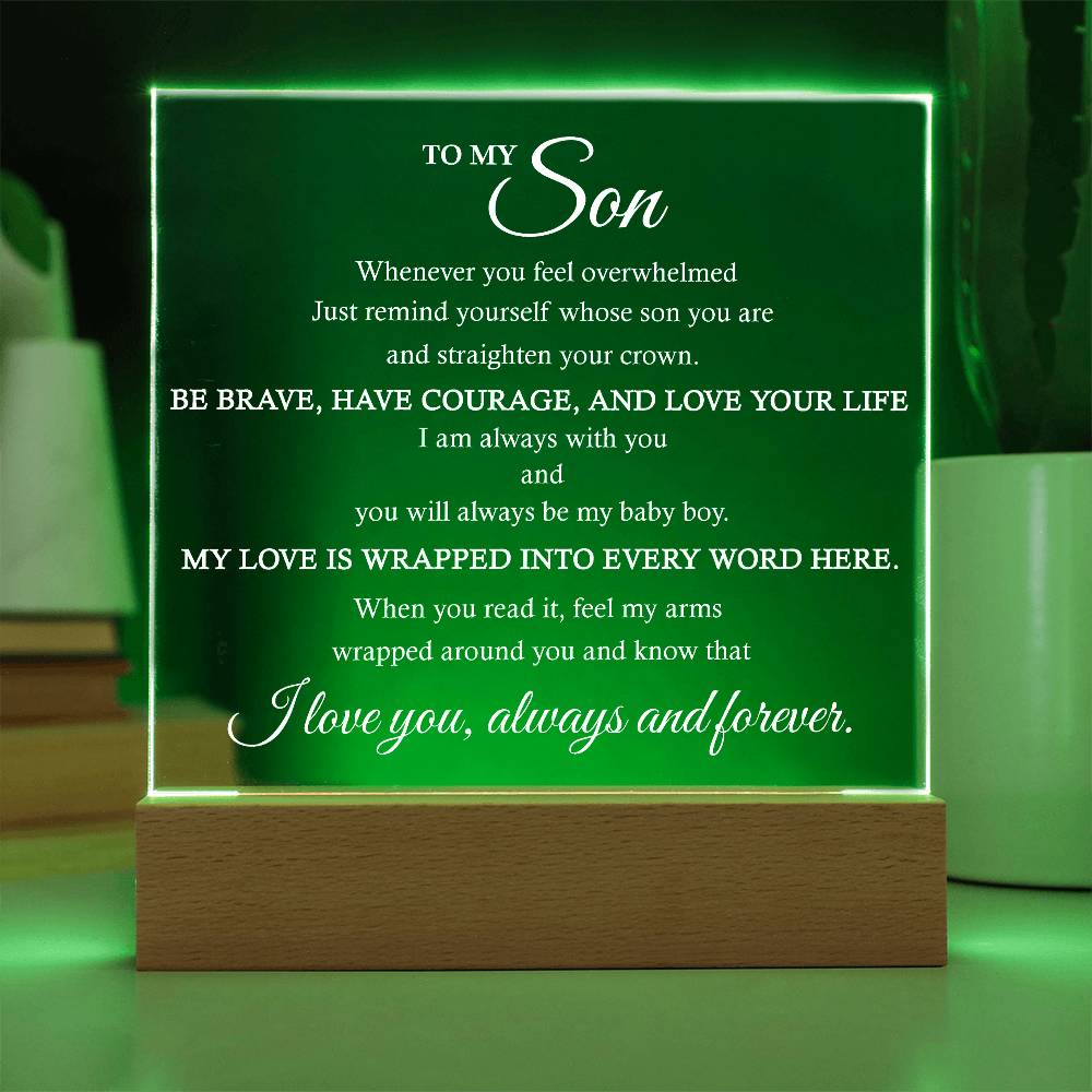 To My Son Acrylic Plaque | Gift for Son | Son's r Birthday Gift | Son's Christmas Gift | Special Keepsake