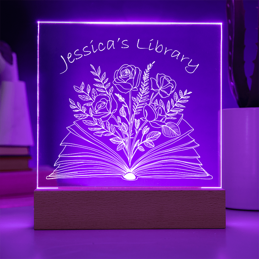 Personalised Library Signs, Personalized Home Library Sign, Personalized Customized Book Light, Personalized-library-sign-book-shelf