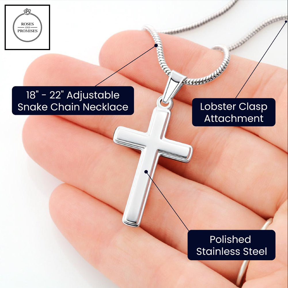 To My Fishing Dad Artisan-crafted Stainless Steel Cross Necklace