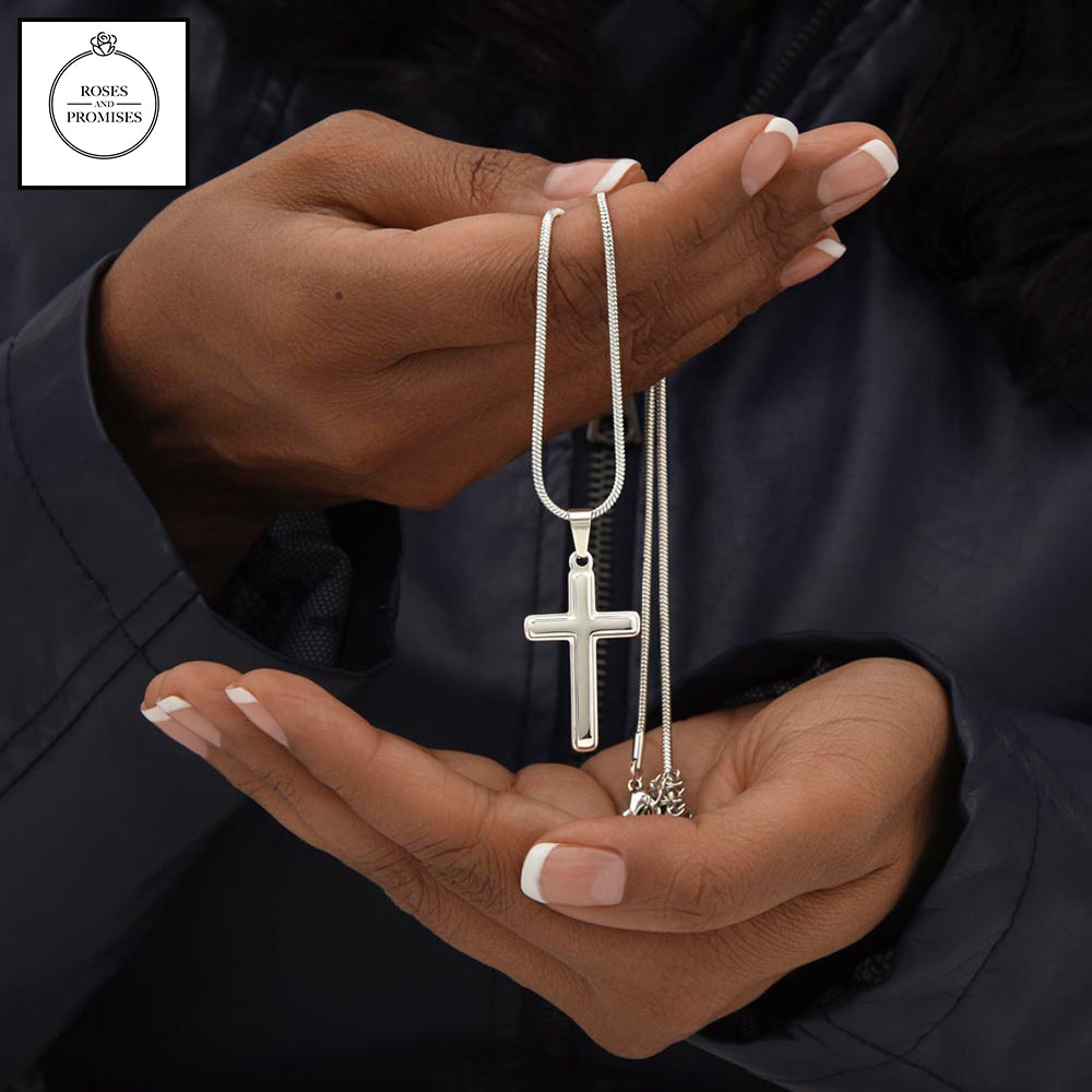 To My Fishing Dad Artisan-crafted Stainless Steel Cross Necklace