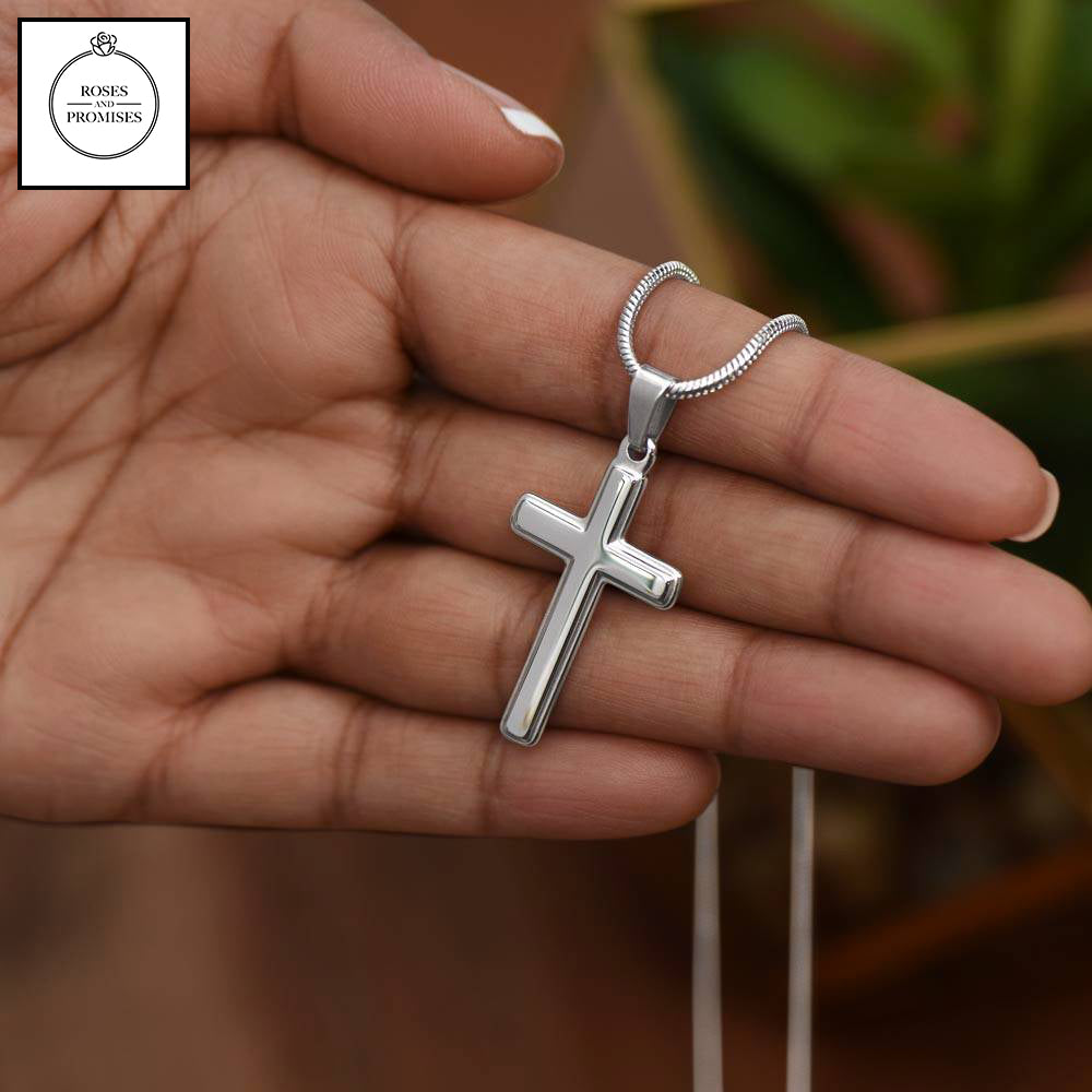 To My Fishing Dad Artisan-crafted Stainless Steel Cross Necklace